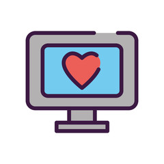 healthcare concept, heart monitor icon, line color style