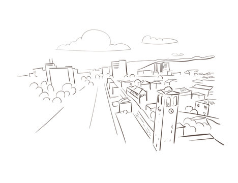 Elbasan Albania Europe vector sketch city illustration line art