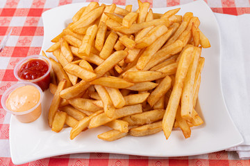 Golden french fries. 