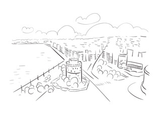 Thessaloniki Greece Europe vector sketch city illustration line art