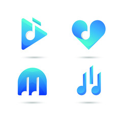 music logo design Note web logotype. Abstract icon vector Sound recording studio, night party, disco, vocal course, composer, singer symbol

