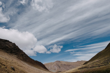 mountain landscape with blue sky peru
