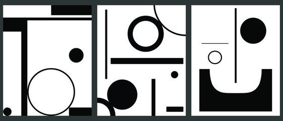 Black and White Geometry minimal abstract art vector set