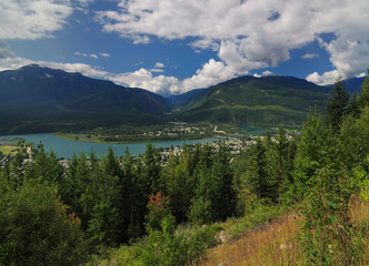 Bird's Eye View To Revelstoke On The Columbia River