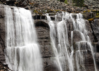 Long Time Exposure Of Seven Veils Falls At Lake O'Hara Yoho National Park