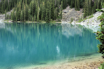 Reflections Of Mountains On The Calm Lake O'Hara Yoho National Park