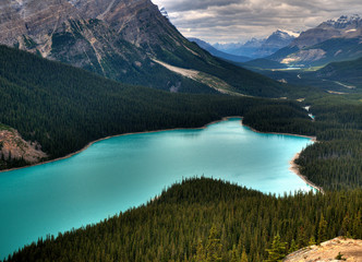 Bird's Eye View To The Breathtaking Peyto Lake At The Icefield Parkway Banff National Park