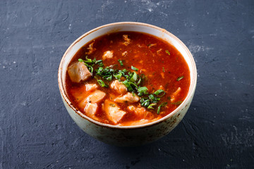 Tomato Soup with Chicken and Egg