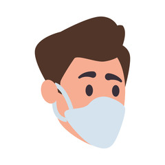 head man using face mask character