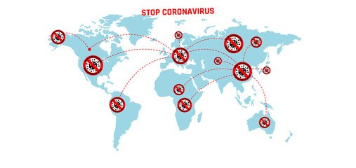 Obraz premium Coronavirus 2019-nC0V Outbreak, Travel Alert concept. The virus attacks the respiratory tract, pandemic medical health risk.