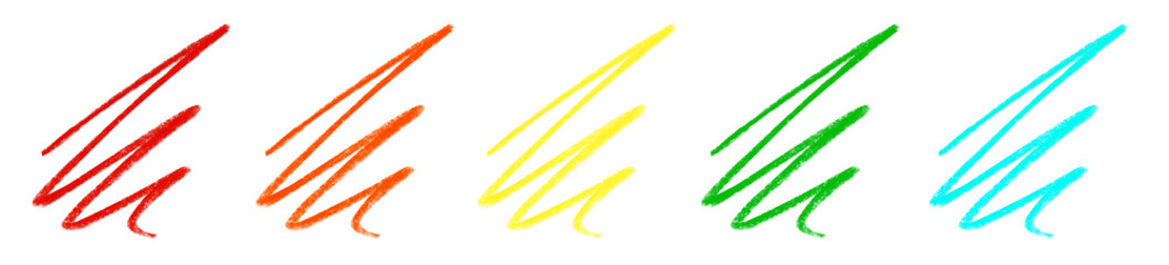 Collage of color drawn pencil scribbles on white background. Banner design