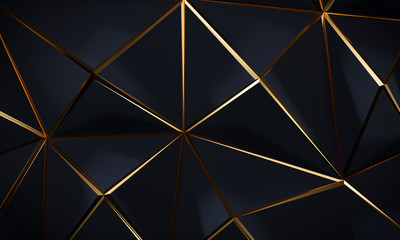 Polygonal pattern luxury dark blue with gold 3D Abstract Background