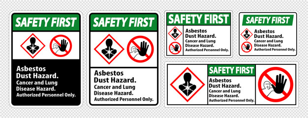 Safety First Label Disease Hazard, Authorized Personnel Only Isolate on transparent Background,Vector Illustration