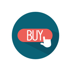 shopping online concept, buy button and hand cursor icon, block style