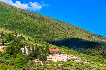 Scenic sunny Pissignano mountain view in Pissignano, Province of Perugia, Umbria Region, Italy