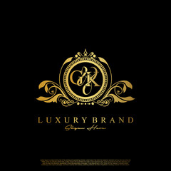 G & K / GK logo initial vector mark. Initial letter G and K GK logo luxury vector mark, gold color elegant classical symmetric curves decor.
