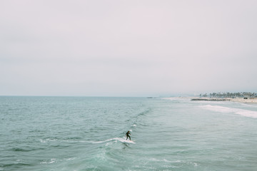 surfer in santa monica beach los angeles