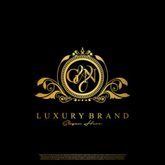G & N / GN logo initial vector mark. Initial letter G and N GN logo luxury vector mark, gold color elegant classical symmetric curves decor.