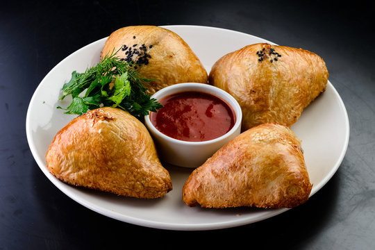 tandoor samsa with veal or lamb meat