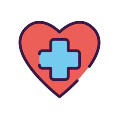 Obraz premium healthcare concept, heart with medical cross icon, line color style
