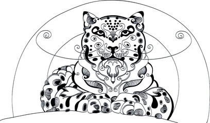 Stylized drawing of a snow leopard