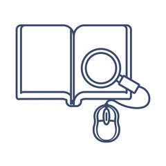 book and computer mouse, online education, line style icon