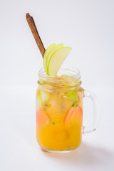 refreshing drink of passion fruit, strawberry and apple