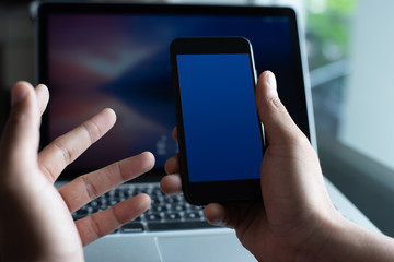 Mockup smart phone at office