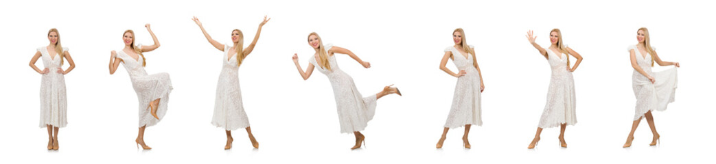Fototapeta na wymiar Woman in dress in fashion dress isolated on white