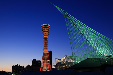 Night View of City of Kobe and port tower