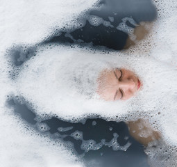 young woman in the shower