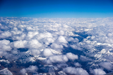 aerial view of clouds over the sky, tibet China 