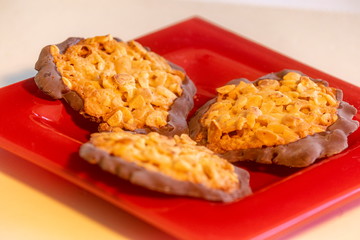 Closeup of Florentiner Cookies on a background