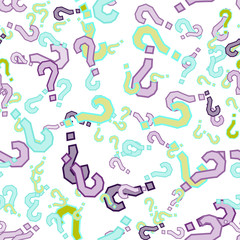 Quiz seamless pattern. Question marks, doubt, faq