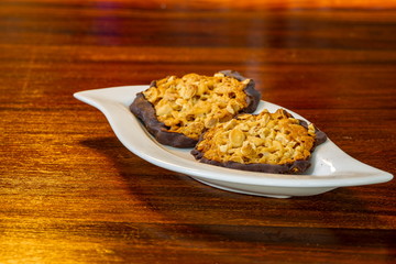 Closeup of Florentiner Bisquits on a background