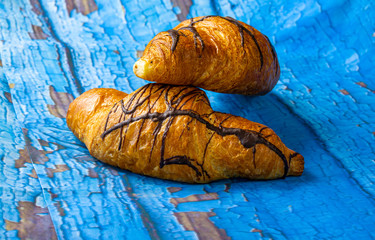 Chocolate Croissants on a breakfast table