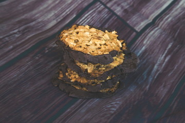 Closeup of Florentiner Bisquits on a background.