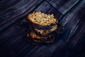 Closeup of Florentiner Bisquits on a background.