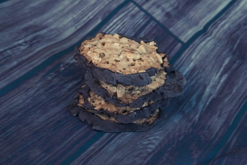 Closeup of Florentiner Bisquits on a background.