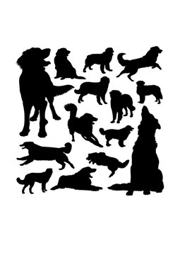 Hovawart dog animal silhouettes. Good use for symbol, logo, web icon, mascot, sign, or any design you want.