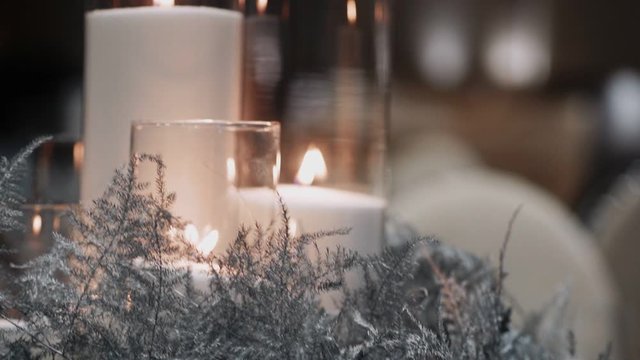 Creative Advent decoration with two burning candles