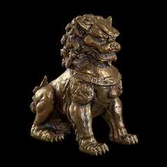 Fototapeta na wymiar Chinese lion guardian sculpture