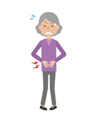 腹痛　女性　お婆さん　痛い　病気　食あたり　食中毒　胃痛　全身