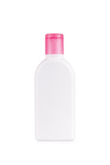 White  plastic lotion bottle isolated