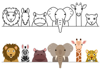 cute cartoon safari animals border set © Ayumi Onishi