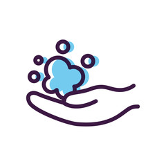 healthcare concept, hand with soapy water icon, line color style