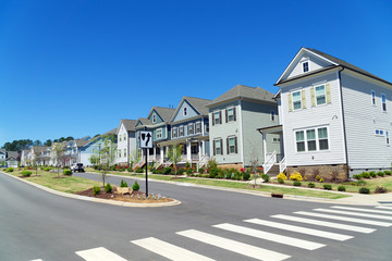 Street of suburban  residential homes
