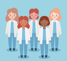 women doctors standing, medical team