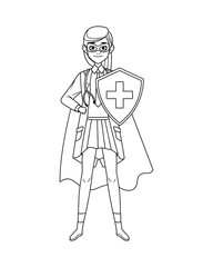 super female doctor with shield and cloak vs covid19
