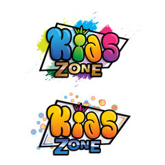 Colorful text game zone for children icon, illustration kids zone logo,  for children's playroom decoration